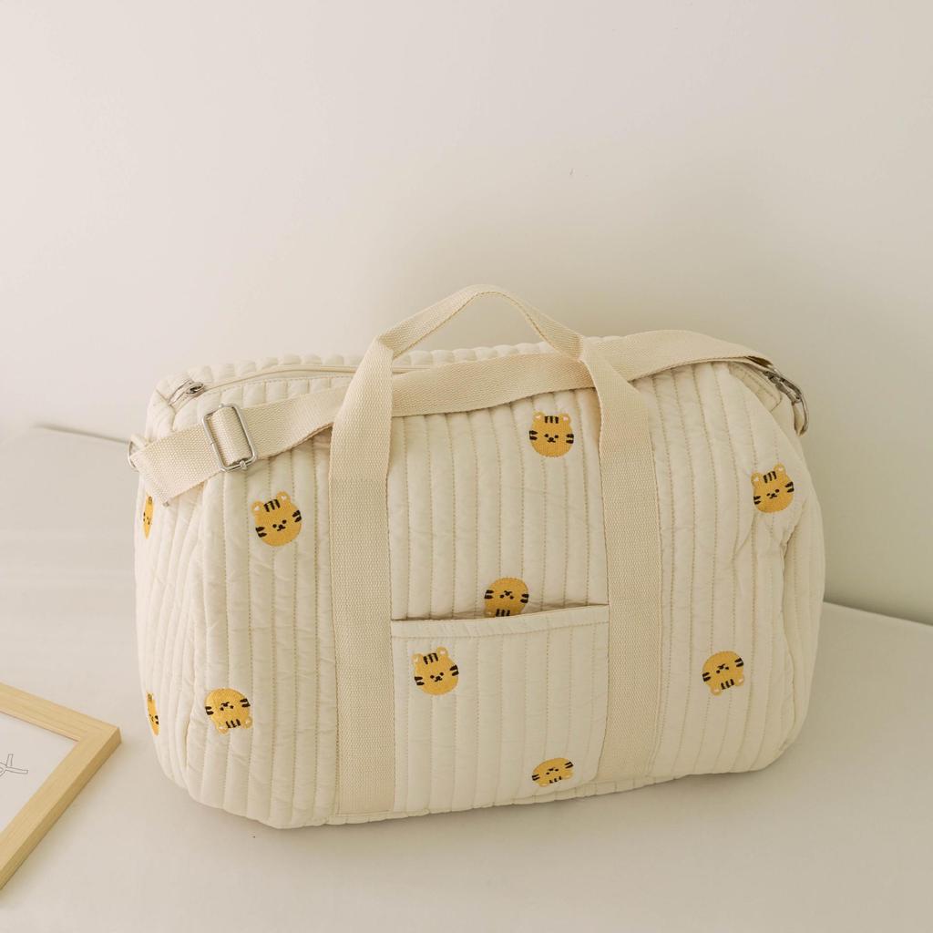 Portable Boston Embroidery Travel Bag - Large Capacity, Lightweight, Messenger Style