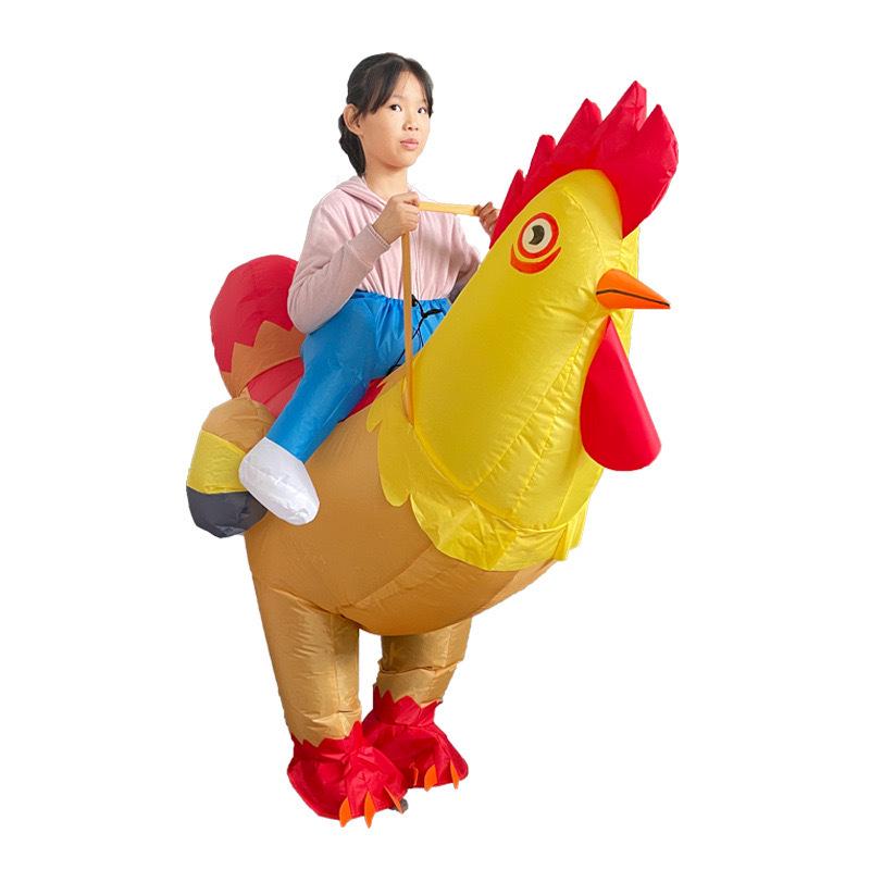 Colorful Inflatable Rooster Costume for Kids' Halloween and Stage Performances