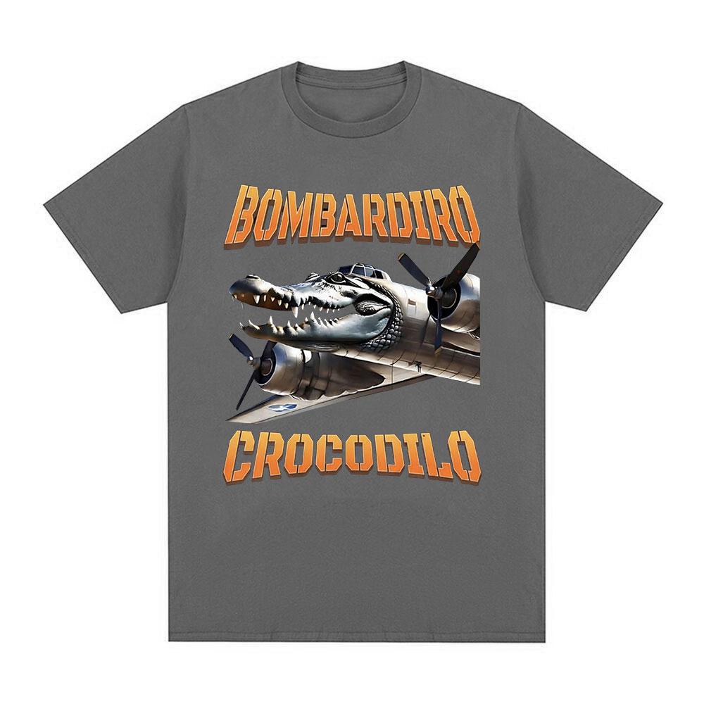 Bombardiro Crocodilo Crocodile Plane Bomber Funny Humor T-shirt Men's Women Casual Cotton Short Sleeve T Shirts Comfort T-shirts