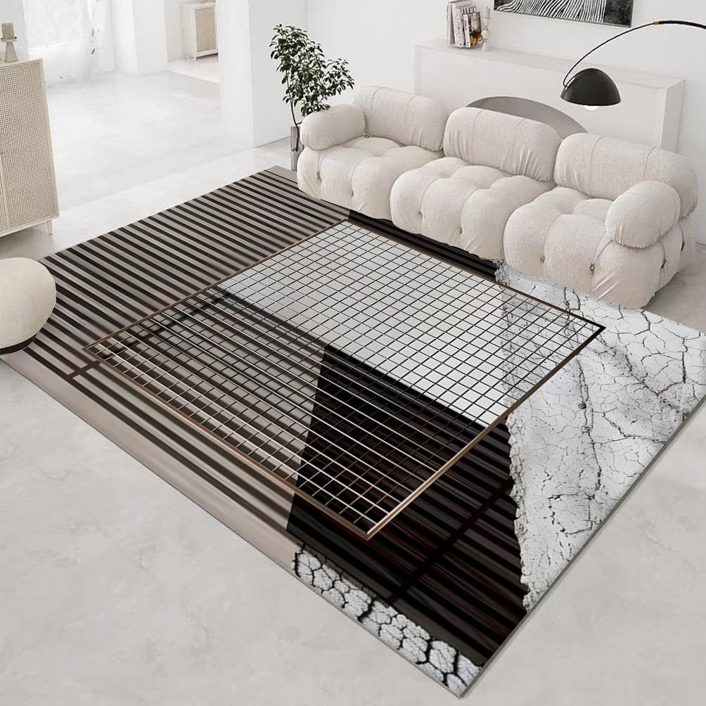 Europa Moderner Stil 3D-Effekt Streifen Teppich Wohnzimmer Sofa Schlafzimmer Arbeitszimmer Eingangstür Teppich Rutschfest Mode Heimdekorationsmatte