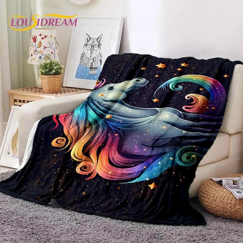 3D Cute Dream Unicorn Cartoon Girl Soft Flannel Blanket for Beds Bedroom Sofa Picnic,Throw Blanket for Outdoor Leisure Nap Gift