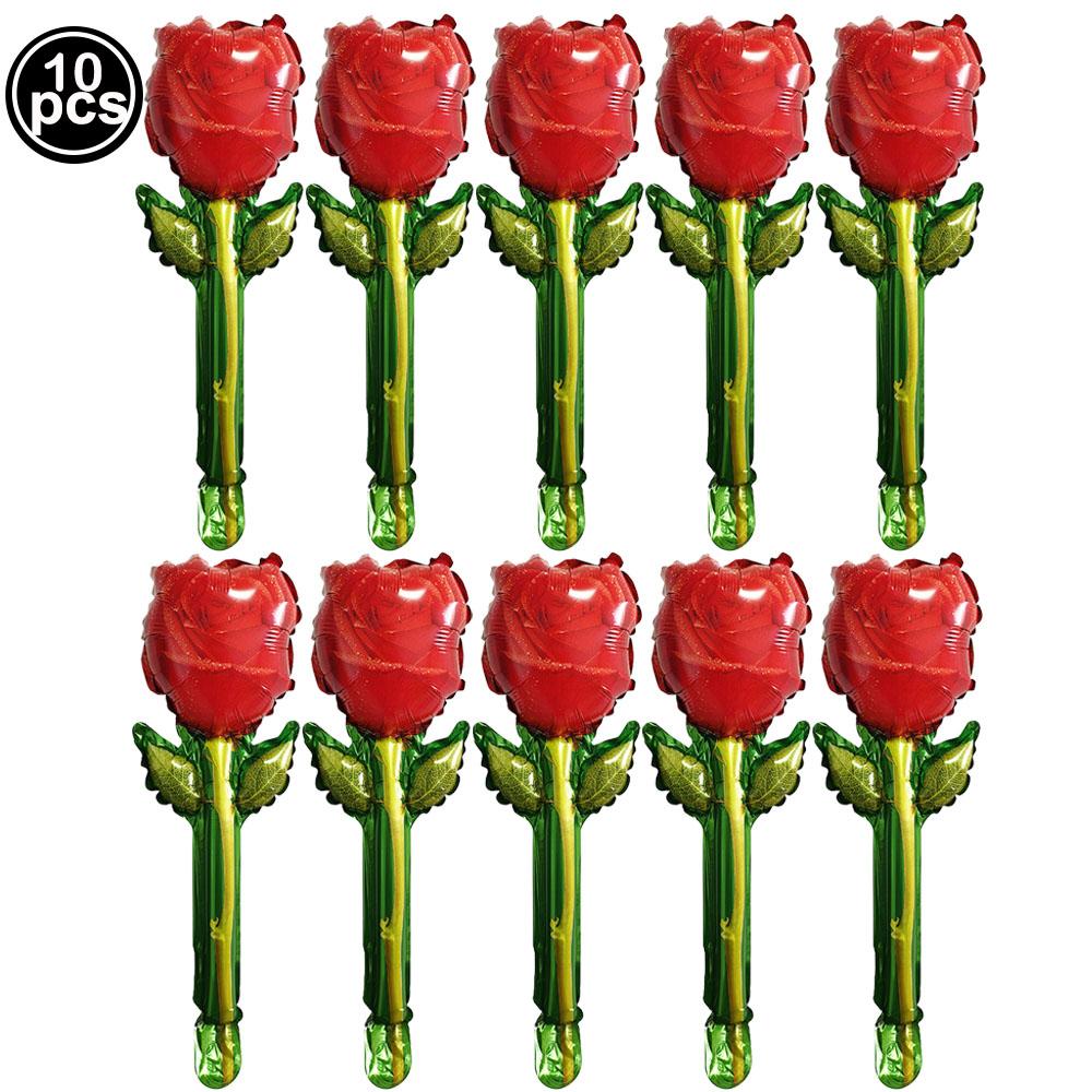 

10-50pcs/Pack Colorful Mini Flower Foil Balloons Handheld Flower Balloons for Valentine s Day Mother s Birthday Party Decoration 10pcs