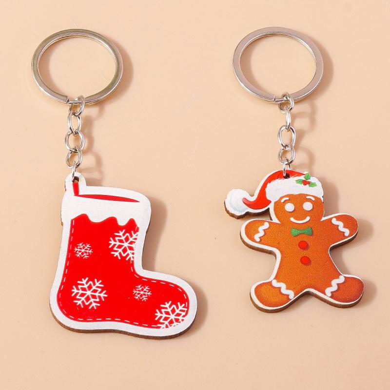 Cute Christmas Key Chain Snowman Santa Claus Key Ring Pendant for Car Key Holder Women Girls Handbag Decor DIY Jewelry Gift