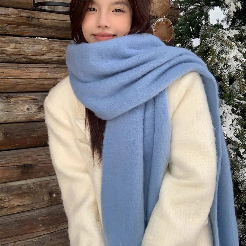 Women's Winter Plush Long Scarf with Tassel - Soft Warm Thick, Warm and Windproof Scarf, Multi Functional Scarf for Daily Outing