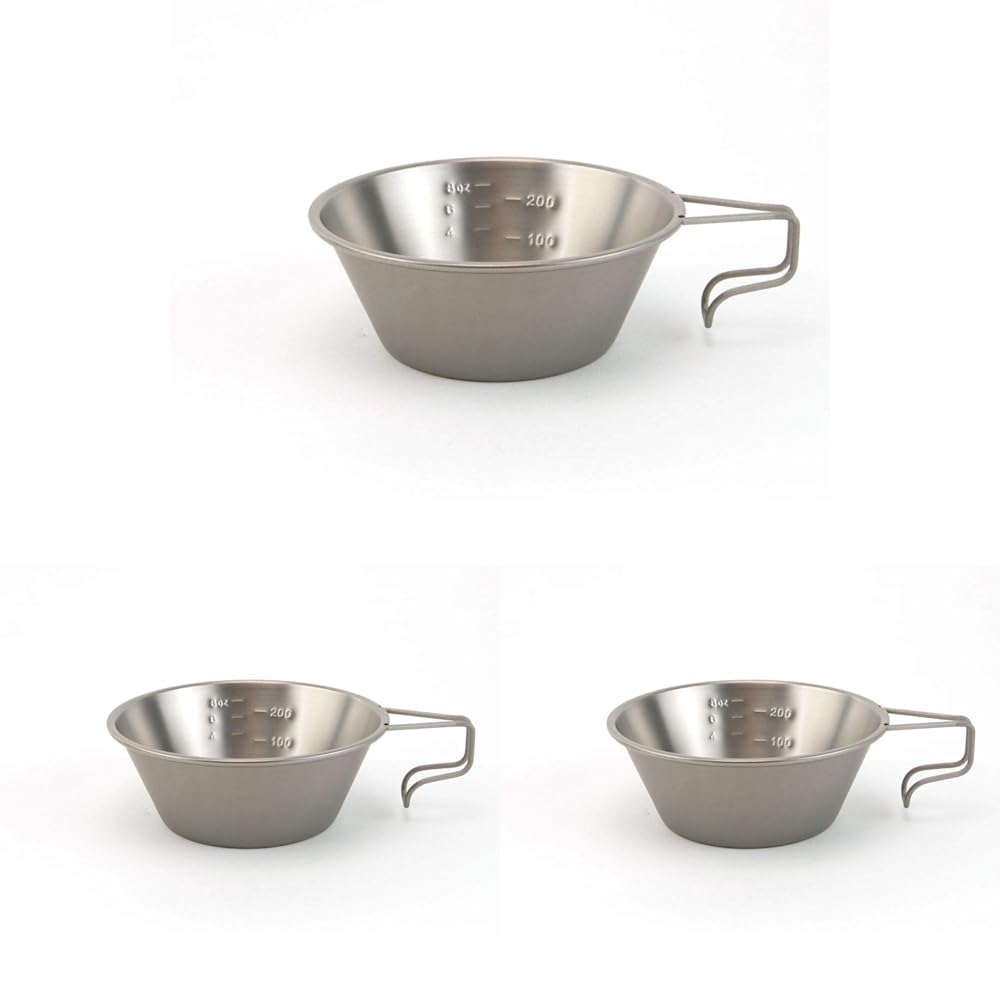 Snow Peak Titanium Sierra Cup E-104, Titanium Measuring Cup with Graduated Measuring Cup, Lightweight, for Cooking, Outdoors, and Camping (3 Cups)