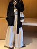 Women's Plus Size High-Waisted Wide-Leg Pants, Winter/Autumn, Loose-Fit, Floor-Length, Versatile White Slimming Design
