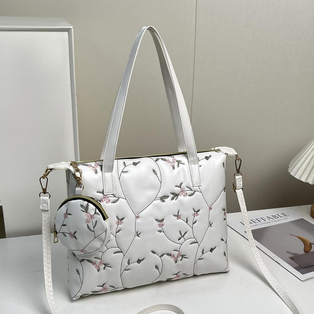 JYL TS Women's Sling Bags  Large Capacity Bag 001 Hand Shoulder PU Embroidered Flower Fashion Women Bag