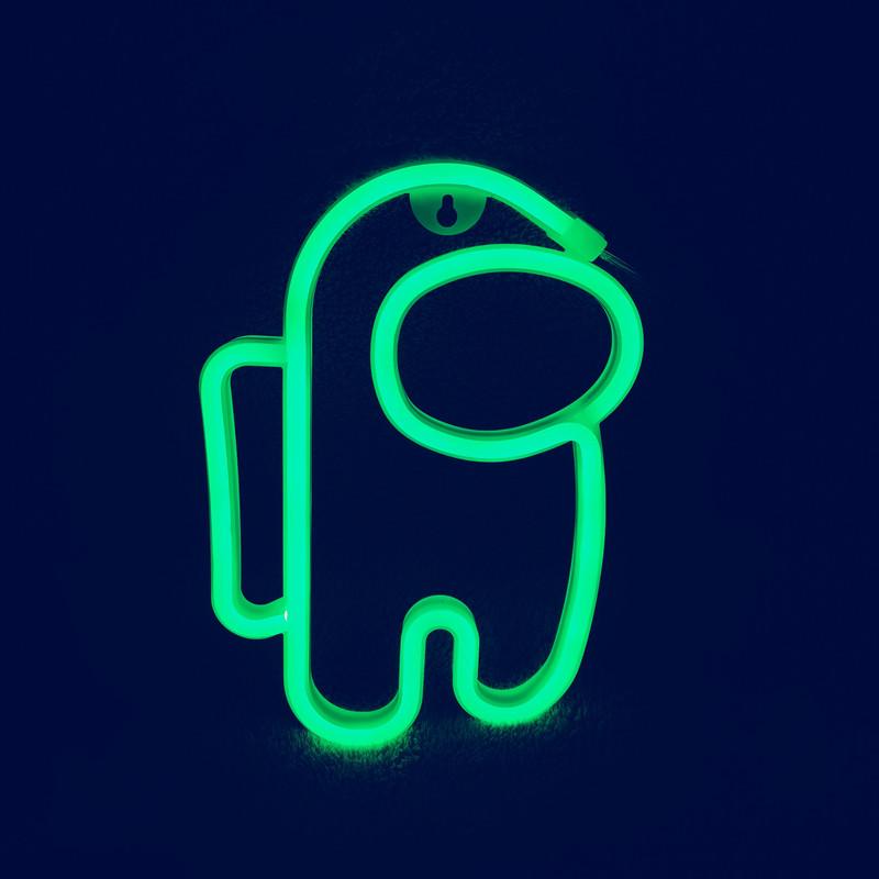 Neon Astronaut Among Us Space-Themed LED Hanging Lamp 3V зелёный