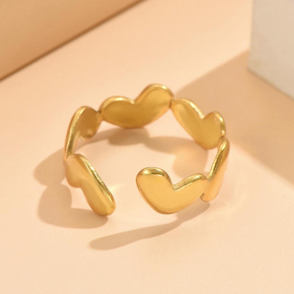 Adjustable Stainless Steel Heart Ring for Women - Sweet Temperament