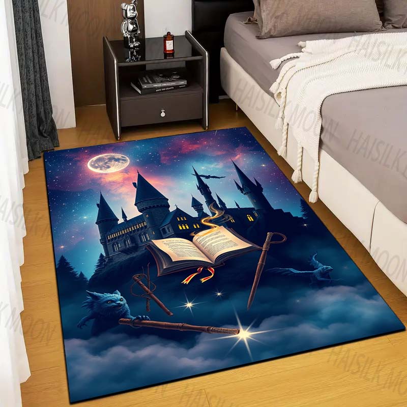 Castle Magic School Print Rug Carpet for Living Room Children's Bedroom Mat Sofa Doormat Floor Rug Home Decor Anti Slip Mat