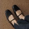 Krazing Pot Kuhleder Mode Frühling Herbst Schönheit Flach mit Damen Square Toe Schuhe Mary Janes Flache Ballerinas