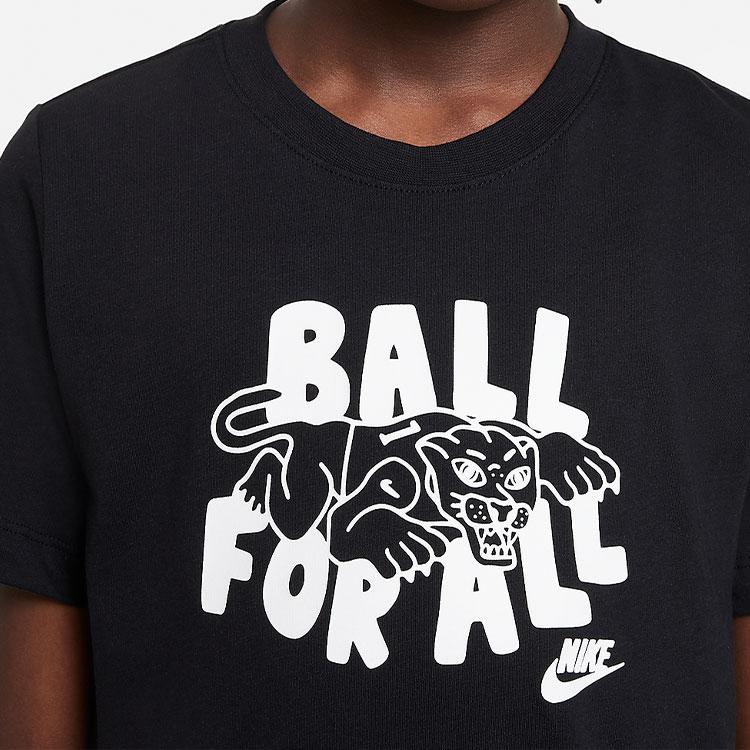 Nike Animal Letter Print Crew Neck Short Sleeve T-Shirt Kids Tops Black DR8795-010