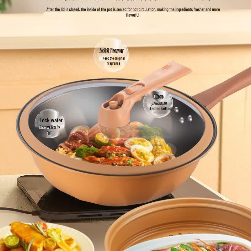 

Miling Flat-Bottom Wrought Iron Wok with Lid