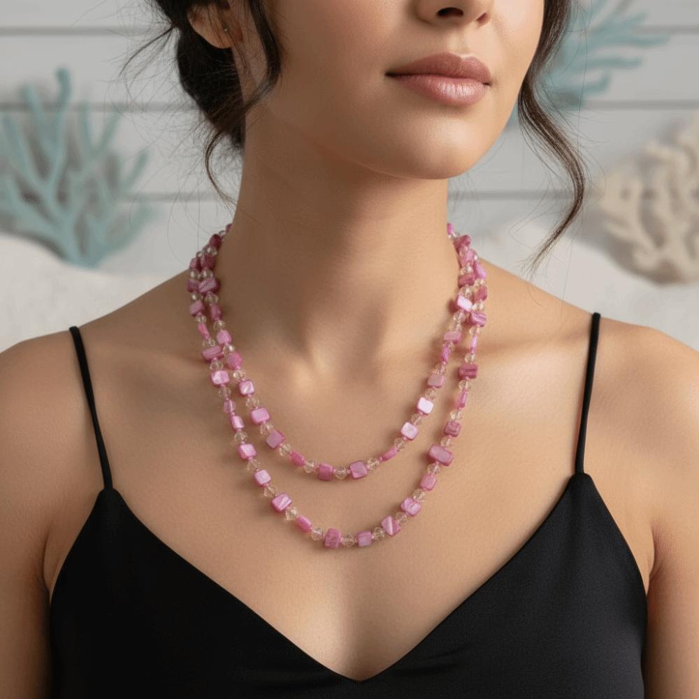 Irregular Geometric Multi-color Natural Stone Necklace Boho Shell Beads Choker for Gifts