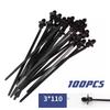 100pcs Self-Locked Nylon Cable Tie Push Clips For Car Wiring Harness Fixed Cable Tie Buckle Straps Car Accessories