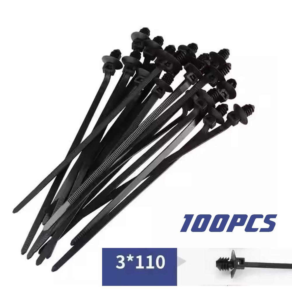

100pcs Self-Locked Nylon Cable Tie Push Clips For Car Wiring Harness Fixed Cable Tie Buckle Straps Car Accessories