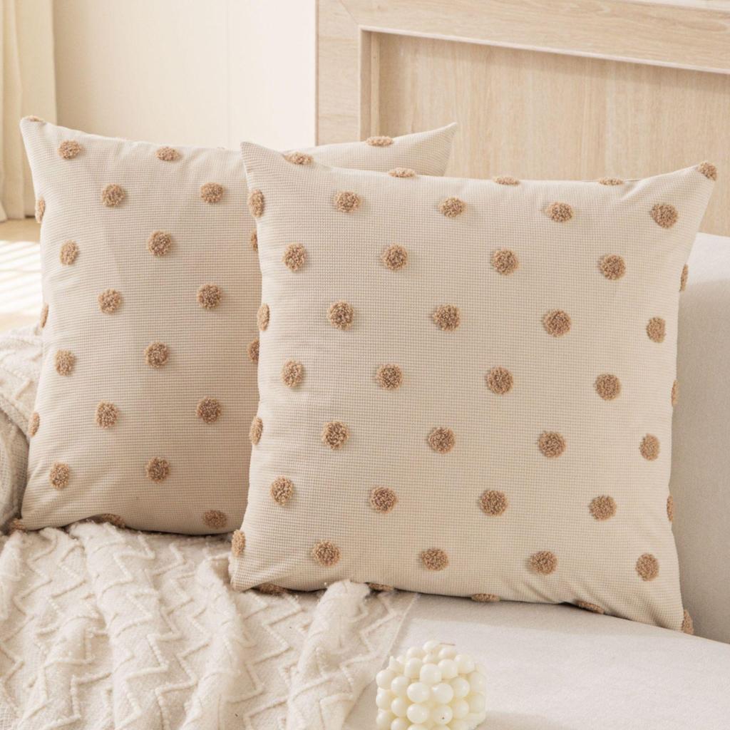 Corduroy Embroidered Throw Pillow Cushion Cover for Sofa