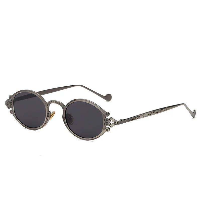 Vintage Punk Style Sunglasses Men Retro Elliptical Metal Frame Women Sun Glasses Fashion Eyewear