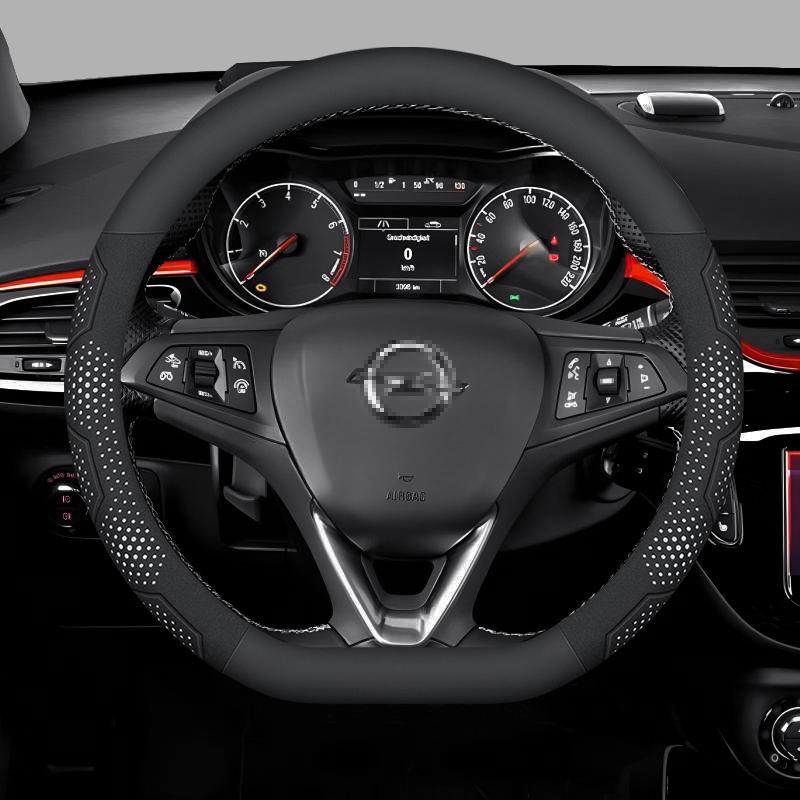 Opel OPCline ASTRA CORSA INSIGNIA MOKKA VECTRA GTC Tigra Carbon Fiber Suede Leather Car Steering Wheel Cover Auto Accessories
