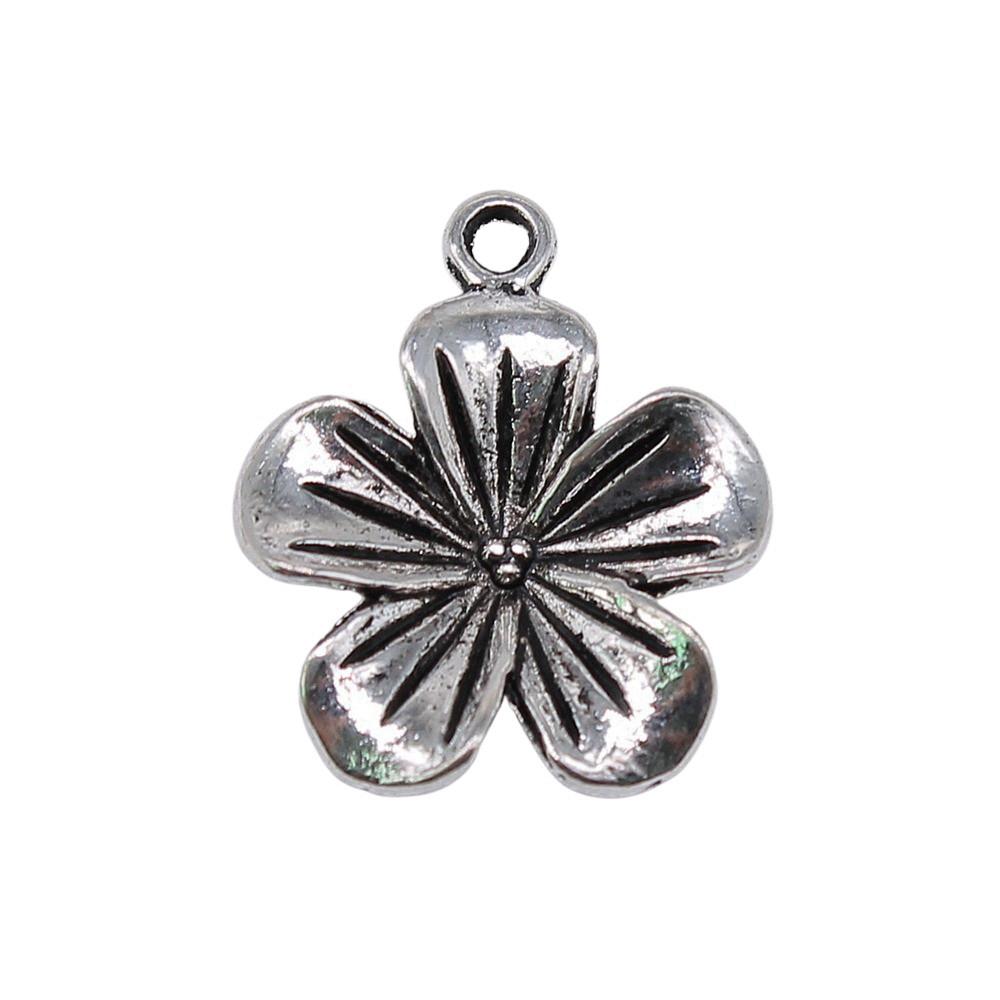 Simple Flower Charms Antique Alloy Pendants For Minimalist Floral Jewelry