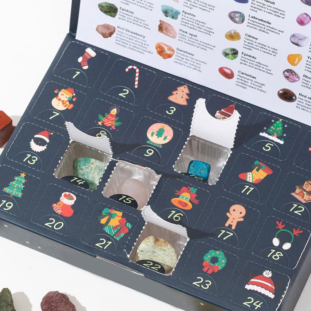 Christmas Countdown Calendar Advent Rock Collection Calendar Advent 2025 Minerals Collection Ore Gem 24 Day For Kids Women Men