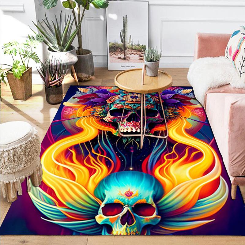 Artistic Skull Rug Floor Mat for Living Room or Bedroom Soft and Comfortable Carpet a Gift for Birthday and Holiday.MFF0918596
