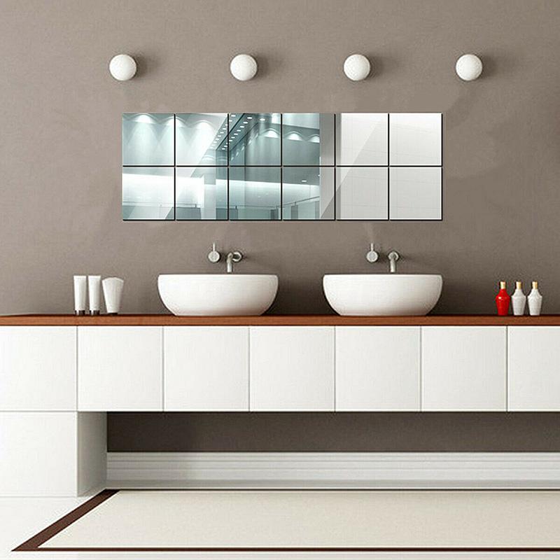 40PCS 15CM Bathroom Large Mirror Tile Wall Sticker Square Self Adhesive Stick On 40PCS 15CM Bathroom Large Mirror Tile Wall Sticker Square Self Adhesive Stick On