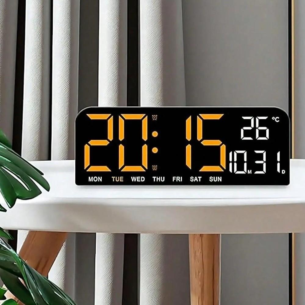 12/24H Format Large Digital Clock Date Week Alarm Clock Electronic Dual Alarms  Bedside Table