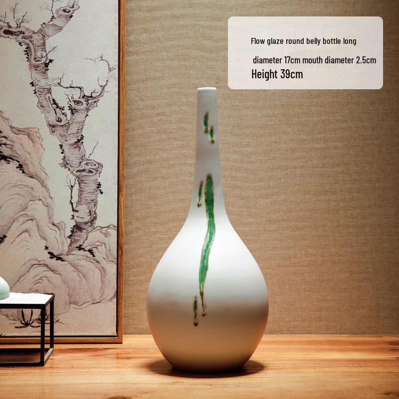 Zen Dried Flowers Vase Ornament for Dining Table, Entrance Hall, Living Room, or TV Cabinet