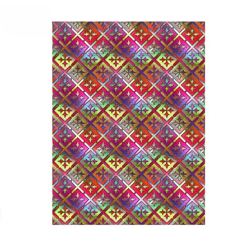Translucent Self-Adhesive Stained Window Sticker Retro Geometric Pattern Glass Film Home Bathroom Decor Art Privacy Film