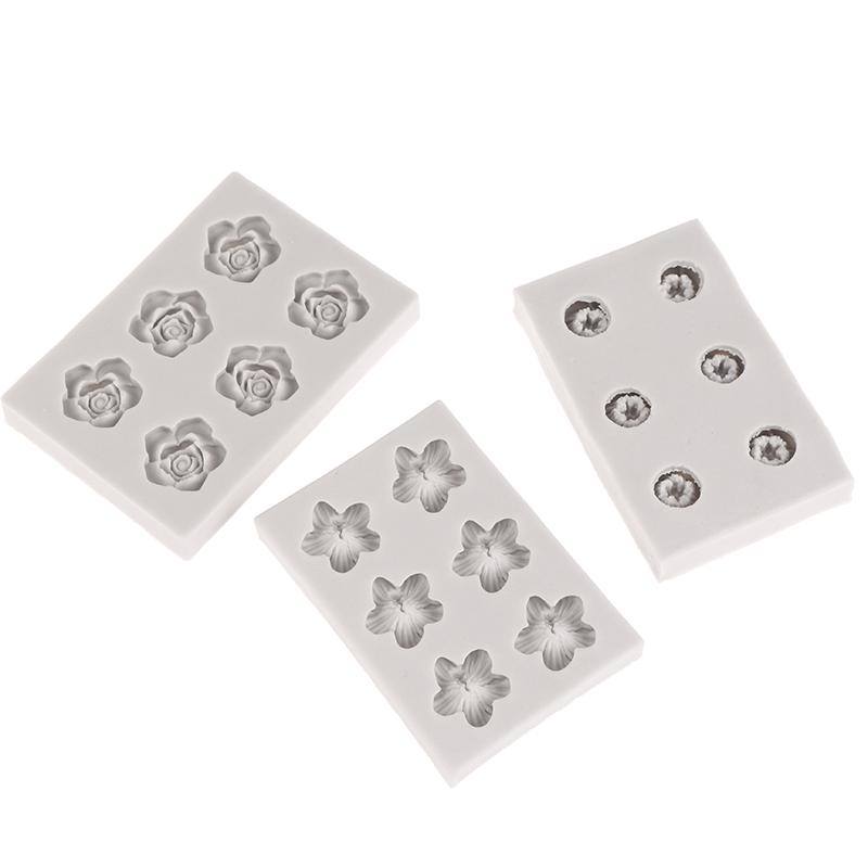 Mini Rose Camellia Daisy Flower Silicone Sugarcraft Mold Diy Clay Model Cake Decorating Tools Baking Accessories