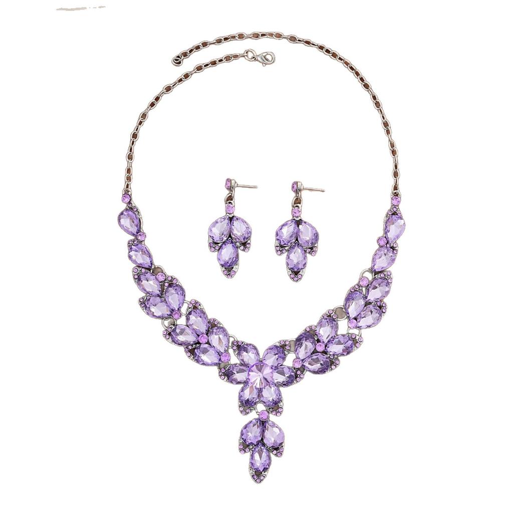2026 New European and American Alloy Atmospheric Necklace Earrings Two-piece Bridal Dress High Jewelry Set 2026