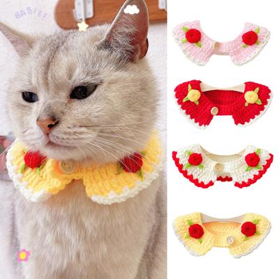 Pet Collar Stylish Comfortable Cats Dogs Collar Hand-Woven Flower Decoration Dog Cat Bib Scarf Pet Supply