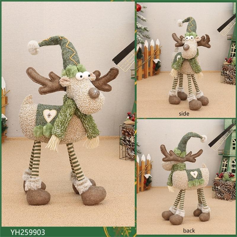 Plush Deer Doll Ornament 21.7Inch High Elk Figure Christmas Decoration For Mantles Shelf Desk Display Home Decoration