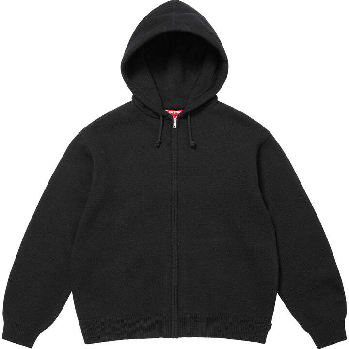 Supreme Pulover cu glugă și fermoar brodat Cina cea de Taină Negru