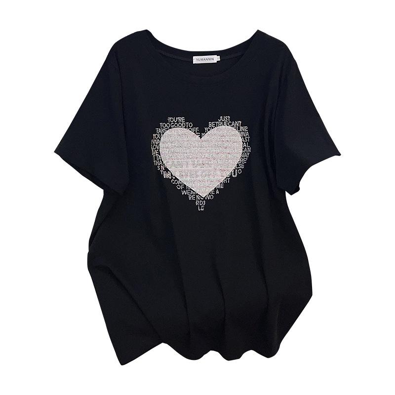 Plus Size Loose Fit Mid-Length Short-Sleeve Women's T-Shirt, Round Neck 200/300/350 Jin, Style 608