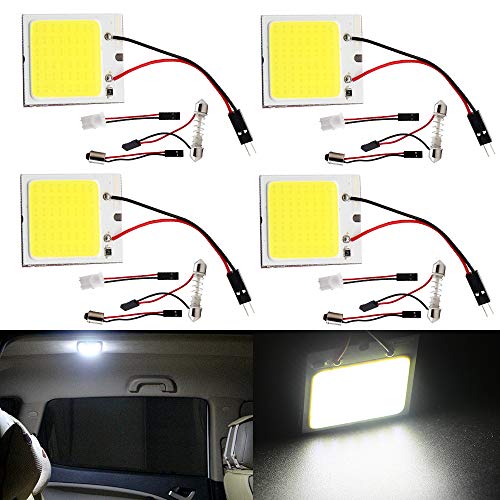 YongMing Room Lamp 48 LED White COB Surface Emitting Dome Light for 12V with 3 Types of Adapters 4 Pieces