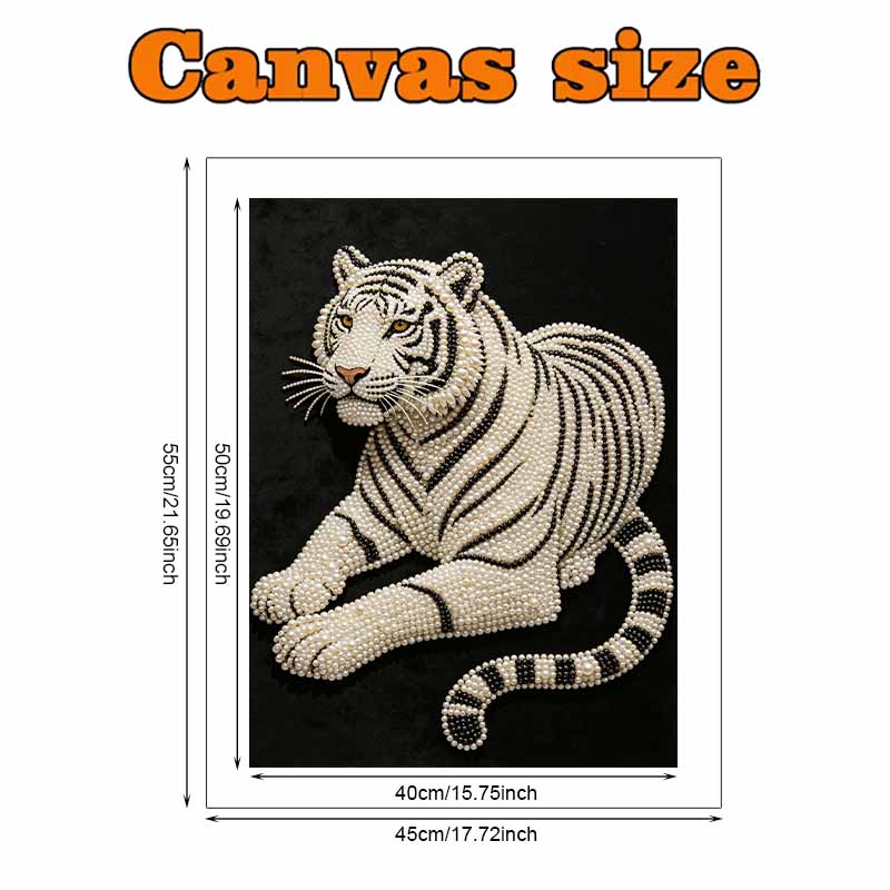 Majestic White Tiger Pearl Painting 5D DIY Pearl Gemstone Art Diamond Painting Kit for Adults/Beginners Gift Ideas Home Decor Wall Art Craft Sets