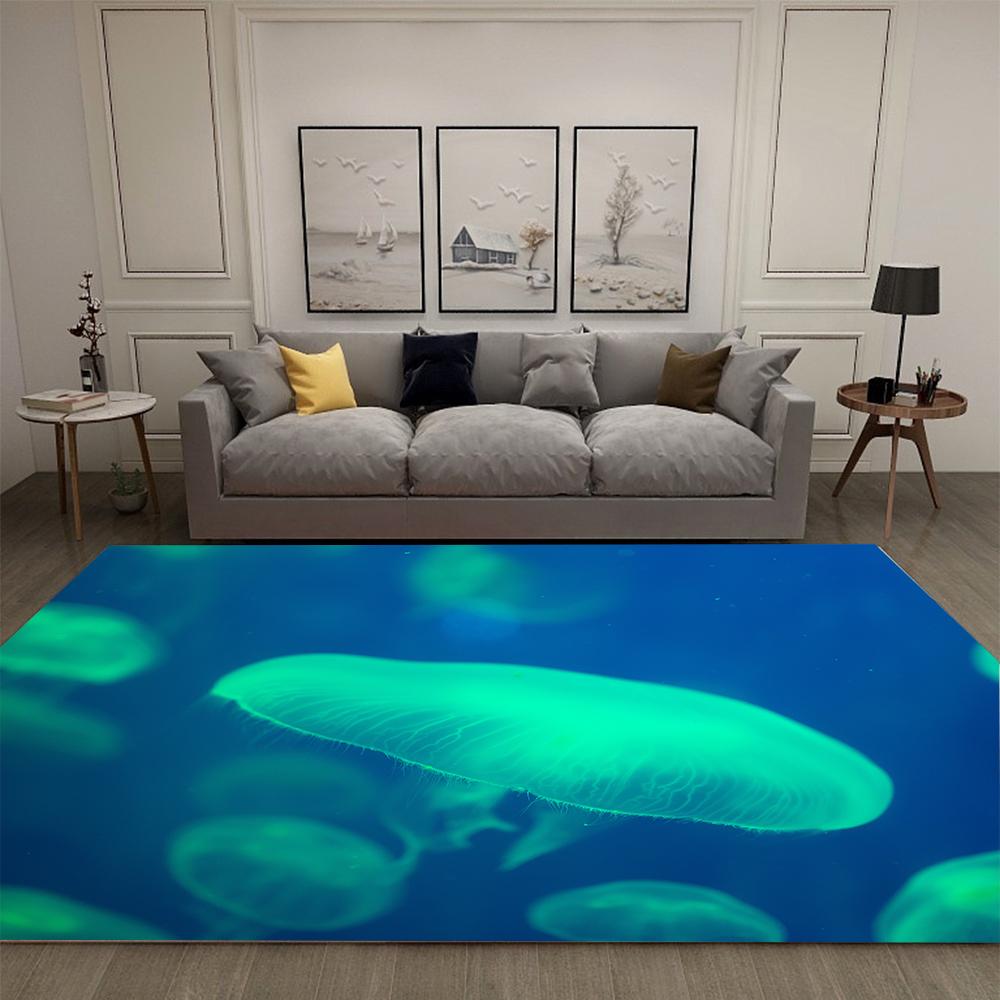 Dreamy 3D Jellyfish Print Rug, Soft Anti-Slip Indoor Rug, Small and Medium Alfombra Tapete Peludo Living Room Bedroom Floor Mat