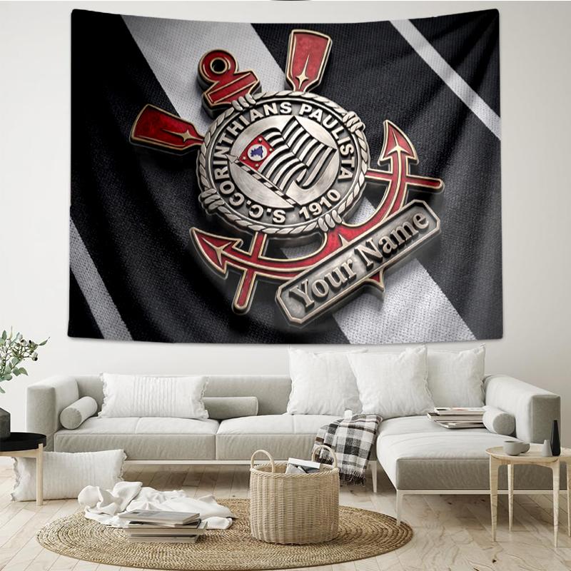 1pc Customized Name Corinthians Paulista Soccer Club Pattern Decorative Tapestry Innovative Wall Hanging Art for Home Use