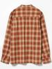 Beams Heart Men's Polyester Rayon Ombre Check Shirt, BRICK Size S