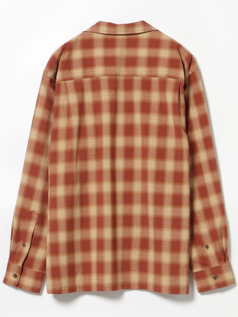 Beams Heart Men's Polyester Rayon Ombre Check Shirt, BRICK Size S