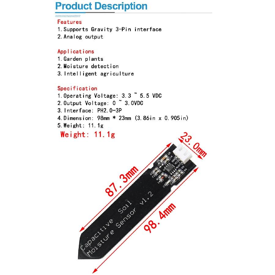 1-10pcs Capacitive Soil Moisture Sensor Module Not Easy To Corrode Wire 3.3~5.5V Corrosion Resistant W/ Gravity for Arduino