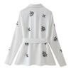 2024 Autumn Women's European & American Fashion Beaded Embroidered Satin Long-Sleeve Shirt