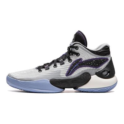 Li Ning YOUNG 18 Zapatillas de Baloncesto Cómodas con Amortiguación Duraderas de Caña Media para Niños Zapatilla Negro Gris Azul YKBU062-1