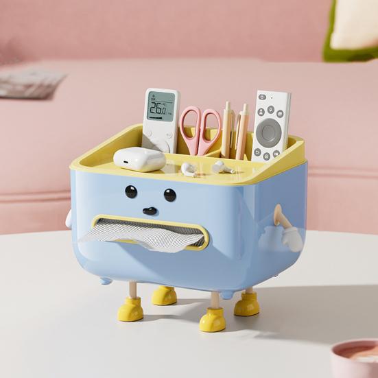 Söt servettlådsöverdrag Servettlådsställ med ben och telefonhållare Multifunktionell servettutdelare med fack för hemmakontoret