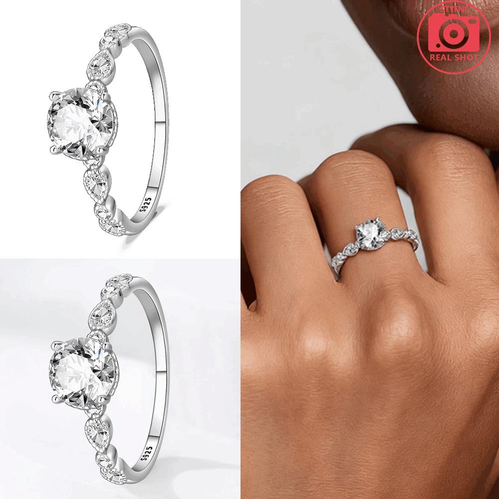 Authentic Ring copper White Heart Zircon Ring Exquisite Teardrop Womans Open Ring Anniversary Fine Gift Accessory