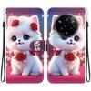 Handmade PU Leather Flip Case for Realme 14 Pro / Realme 14 Pro+ Anti-Slip Shockproof Cover with Wrist Strap & Heart/Rose Cat Designs