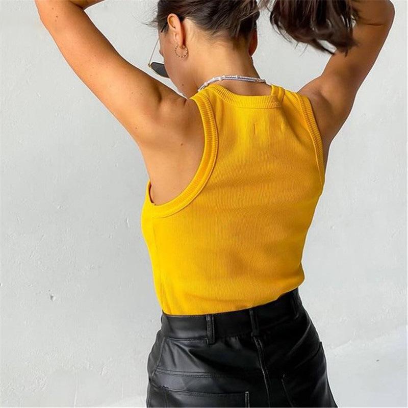 Gerippte Strick Damen Sommer Stricktops Sportweste Schulterfrei Tanktop Lässige Ärmellose Tops
