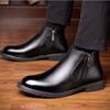 Men's Boots Fashion Cow Leather High-top Boot Classic Business Ankle Boots Winter Plush Warm Cotton Shoes Winter Men Dress Boots